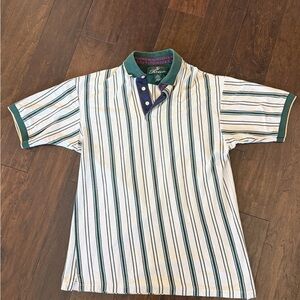 Vintage Duck Head Tour Striped Polo Shirt Men's L Short Sleeve White Green
